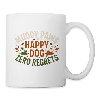 uddy Paws Happy Dog Zero Regrets – Lustiges Hundeh - Tasse - Weiß - Rechts