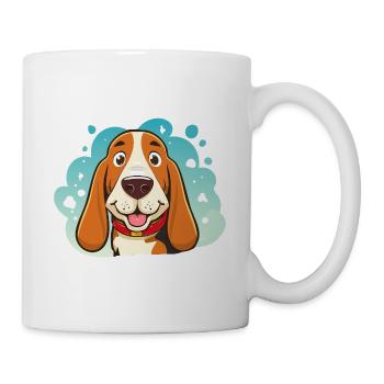 Kleiner Basset Hound (Porträt/Nah) - Tasse - Weiß - Rechts