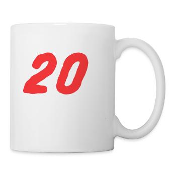 Nummer 20 fett in Rot - Tasse - Weiß - Rechts
