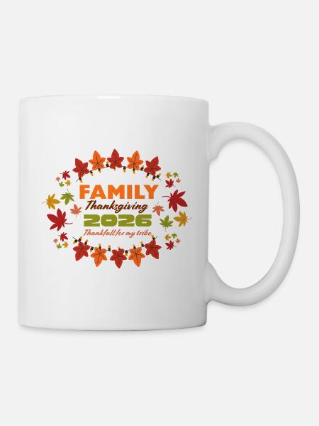 Familien-Thanksgiving 2026 Leaf Burst - Tasse - Weiß