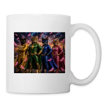 Superheldenkatzen mit Umhang - Tasse - Weiß - Rechts