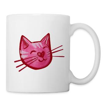 Pink Katzenherz Aquarell - Tasse - Weiß - Rechts