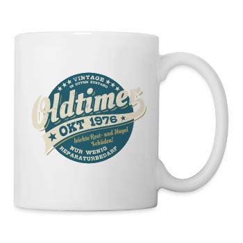 Oldtimer Oktober 1976 Vintage Abzeichen - Tasse - Weiß - Rechts