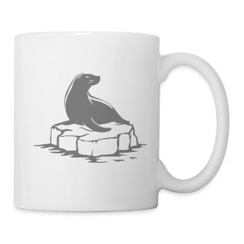 Seehund auf Felsplatte - Tasse - Weiß - Rechts