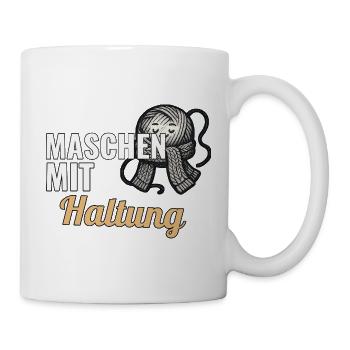 Strickanfänger Geschenk zum ersten Strickstück - Tasse - Weiß - Rechts