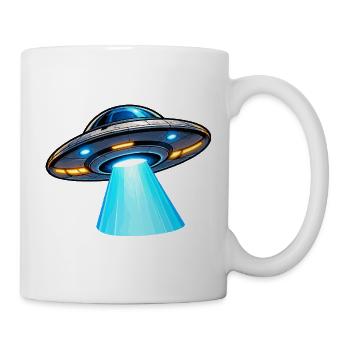 UFO Lichtstrahl Alien-Design - Tasse - Weiß - Rechts