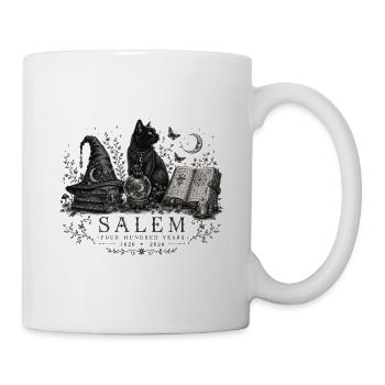 Salem 400 Jahre Witchy Black Cat Vintage Halloween - Tasse - Weiß - Rechts