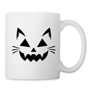Halloween Katze – Spooky Cat Face - Tasse - Weiß - Rechts