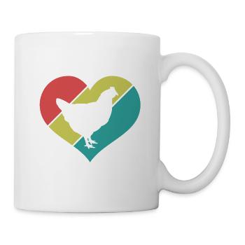 Huhn Herz Silhouette Retro - Tasse - Weiß - Rechts