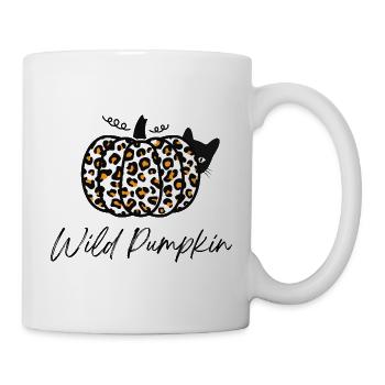 Halloween Katze – Leopard Kürbis, Halloween Shirt - Tasse - Weiß - Rechts
