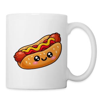 Kawaii Hotdog mit Kulleraugen - Tasse - Weiß - Rechts