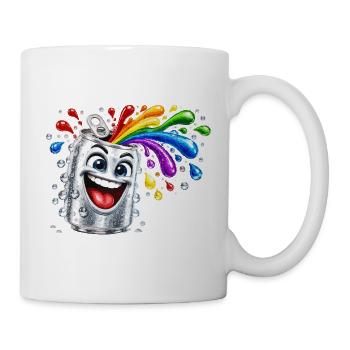 Fröhliche Farbdusche aus Dose - Tasse - Weiß - Rechts
