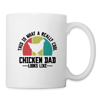 Huhn Papa Spruch Retro - Tasse - Weiß - Rechts