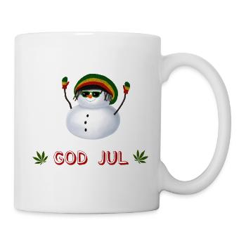 Rasta Schneemann God Jul - Schwedisch - Tasse - Weiß - Rechts