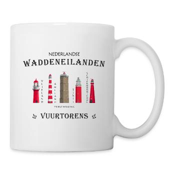 Leuchttürme Texel, Ameland, Terschelling, Vlieland - Tasse - Weiß - Rechts