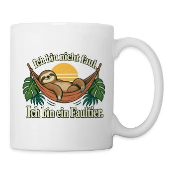 Faultier Spruch Humor Gemütlich Entschleunigung - Tasse - Weiß - Rechts