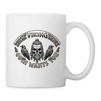 Viking Schädel mit Raben und Knoten - Tasse - Weiß - Rechts