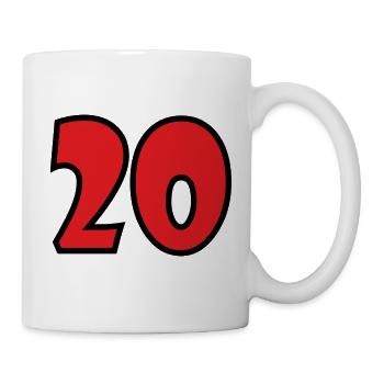20. 20. JAHRESTAG. 20-JÄHRIGES JUBILÄUM. 20 JAHRE. - Tasse - Weiß - Rechts
