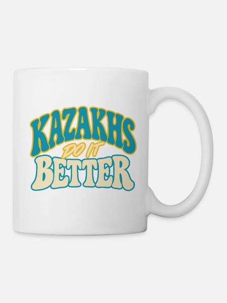 Kasachen Stolz mit Kulturmotiv - Tasse - Weiß