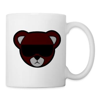 Rotbrauner Bär mit Sonnenbrille - Tasse - Weiß - Rechts