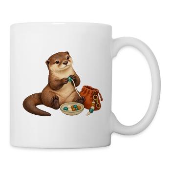 Otter fädelt einen Taschenanhänger - Tasse - Weiß - Rechts