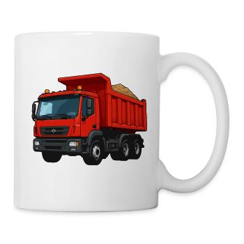 Roter Kipplader Cartoon-Design - Tasse - Weiß - Rechts