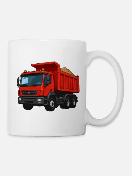 Roter Kipplader Cartoon-Design - Tasse - Weiß