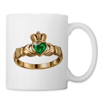 Irischer Claddagh-Ring - Tasse - Weiß - Rechts