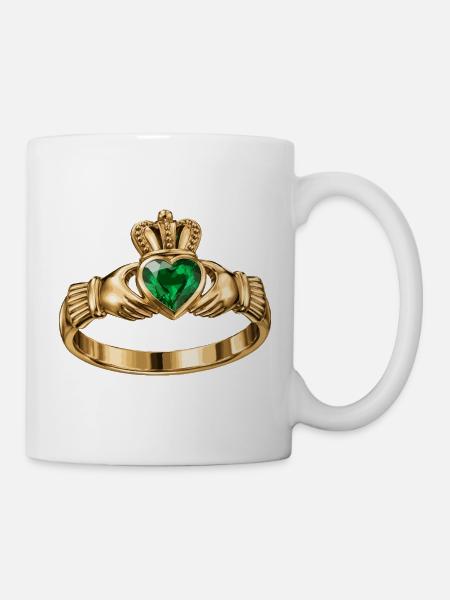 Irischer Claddagh-Ring - Tasse - Weiß
