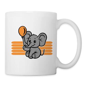 Baby Elefant Jumbo Tiere Lustig Niedlich Ballon - Tasse - Weiß - Rechts