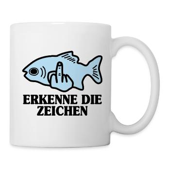 Erkenne die Zeichen Fisch Angler - Tasse - Weiß - Rechts