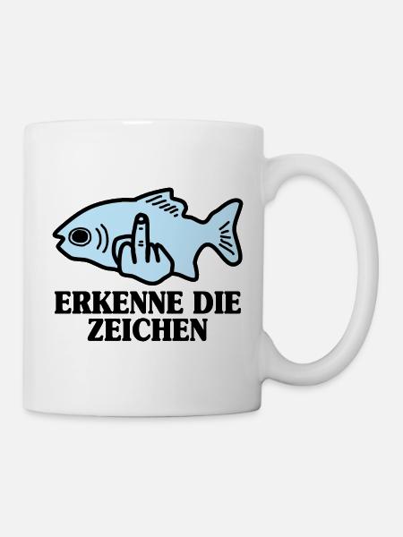 Erkenne die Zeichen Fisch Angler - Tasse - Weiß