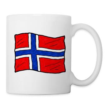 Handgezeichnete Norwegenflagge - Tasse - Weiß - Rechts