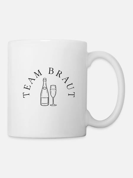 Team Braut mit Sekt - Tasse - Weiß