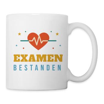 Examen bestanden – Pflege Herz Abschluss Geschenk - Tasse - Weiß - Rechts