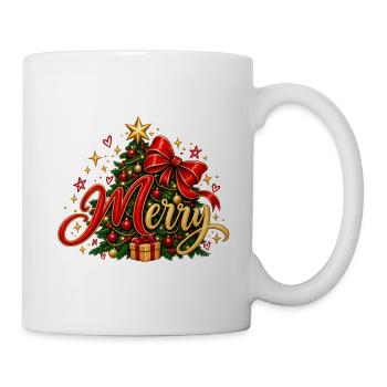Weihnachtsbaum in Gold und Rot - Tasse - Weiß - Rechts