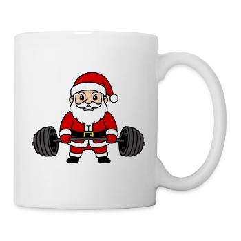 Niedliche Kawaii Santa Claus Gewichthebung Gym - Tasse - Weiß - Rechts