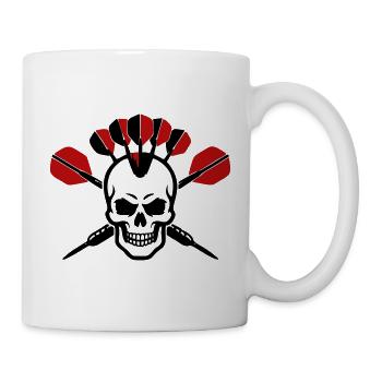 Totenkopf Dartpfeile Logo - Tasse - Weiß - Rechts