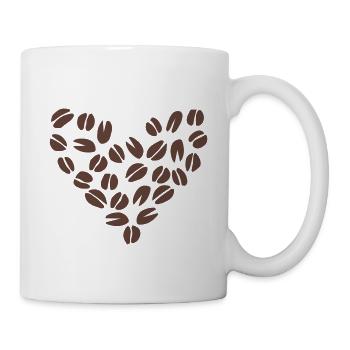 Kaffeebohne Herz - Tasse - Weiß - Rechts