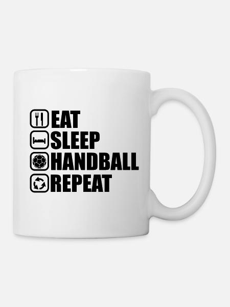 eat sleep handball repeat - Mug blanc - blanc