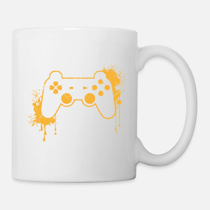 CONTROLLER RETRO in yellow - Mug - white