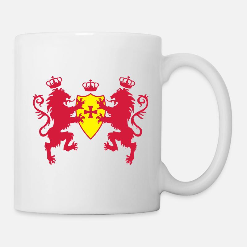 Loewen mit dem Ritterschild Templer Kreuz Krone 2c - Tasse - Weiß
