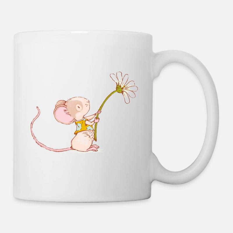 Souris avec fleur - Mug blanc - blanc