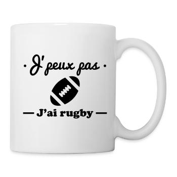 j'peux pas j'ai rubgy, rugbyman, rugbywoman, sport - Mug blanc - blanc - Droite