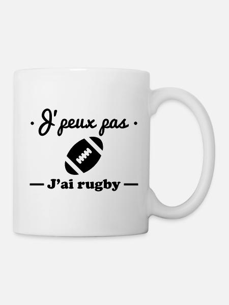 j'peux pas j'ai rubgy, rugbyman, rugbywoman, sport - Mug blanc - blanc