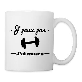 J'peux pas j'ai muscu,musculation - Mug blanc - blanc - Droite