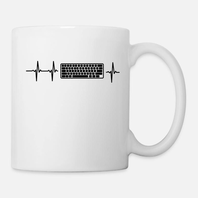 Mon cœur bat pour l’ordinateur - Mug blanc - blanc