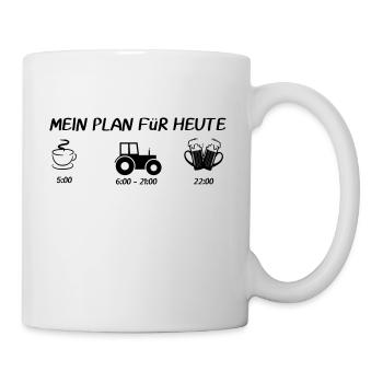 Mein Plan für Heute Landwirt Traktor - Tasse - Weiß - Rechts