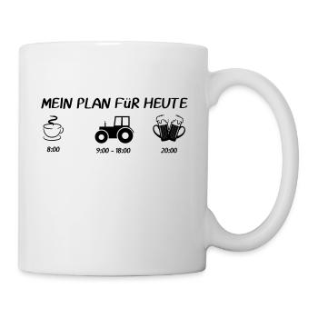 MEIN PLAN FüR HEUTE traktor Landwirt - Tasse - Weiß - Rechts