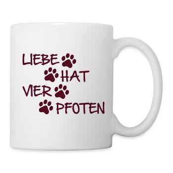 Liebe hat vier Pfoten - Tasse - Weiß - Rechts